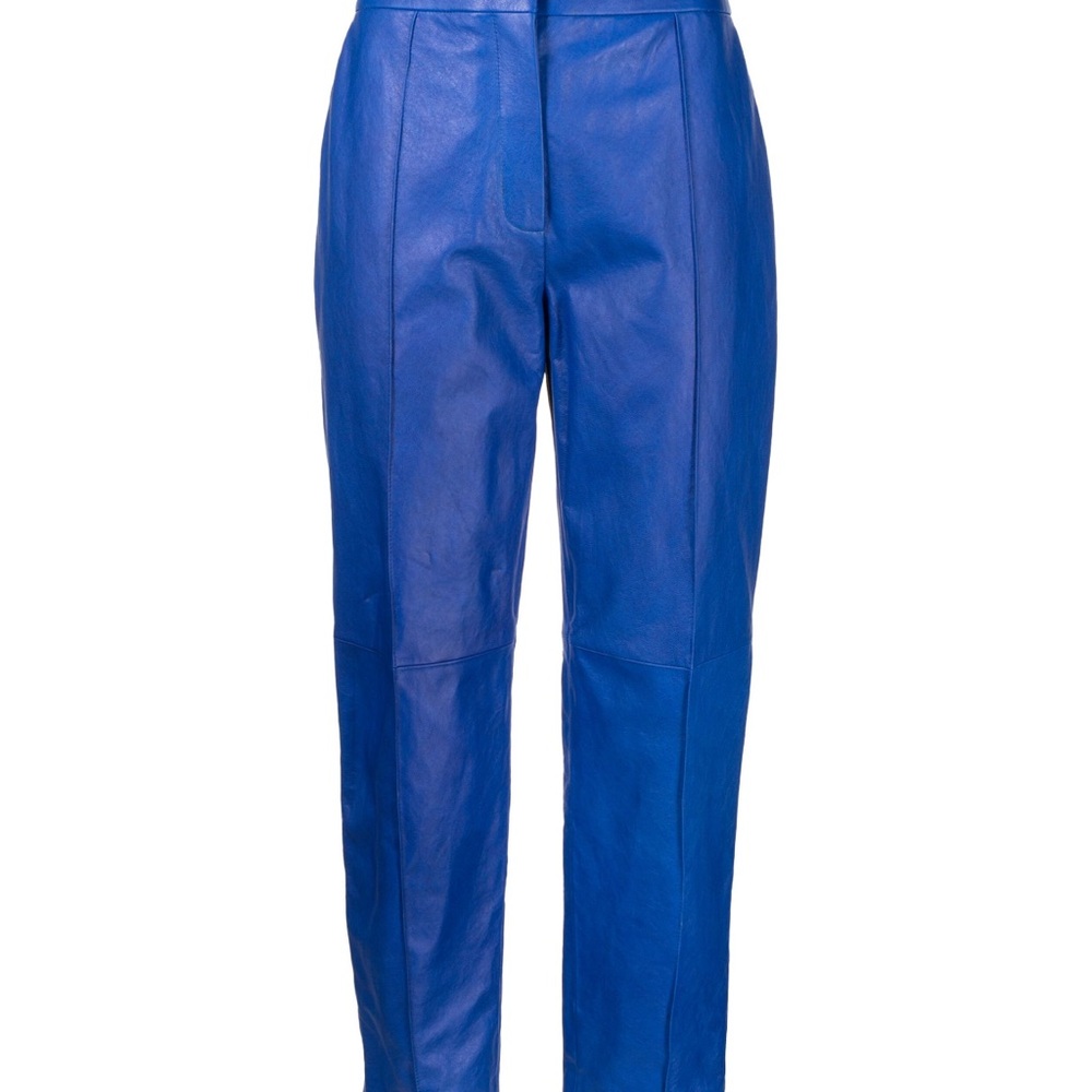 Masion Ullens High-Waisted Lambskin Colbalt Blue Pants